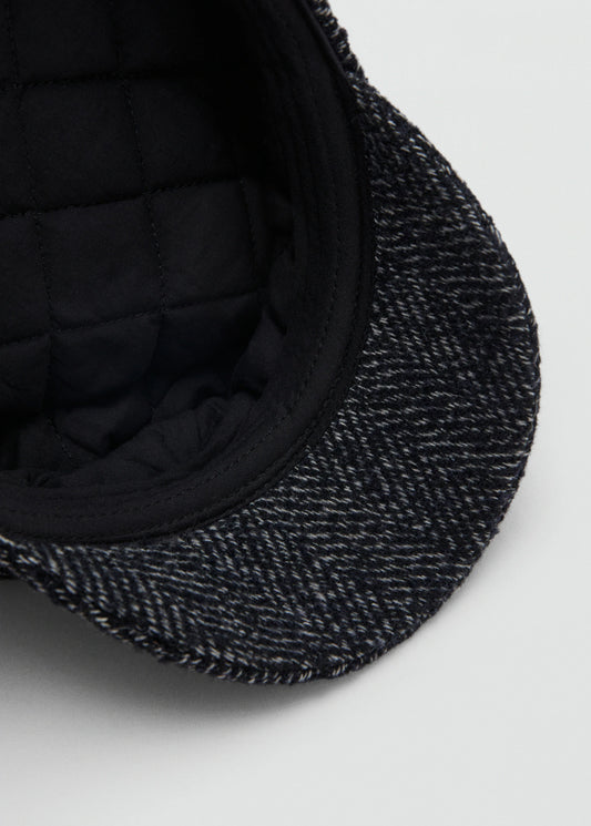 Wool Blend Baker Boy Cap Navy