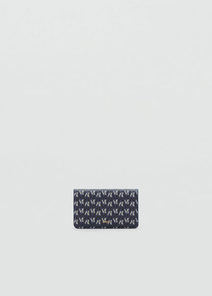 Wallet With Printed Logo And Flap Navy