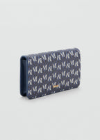 Wallet With Printed Logo And Flap Navy