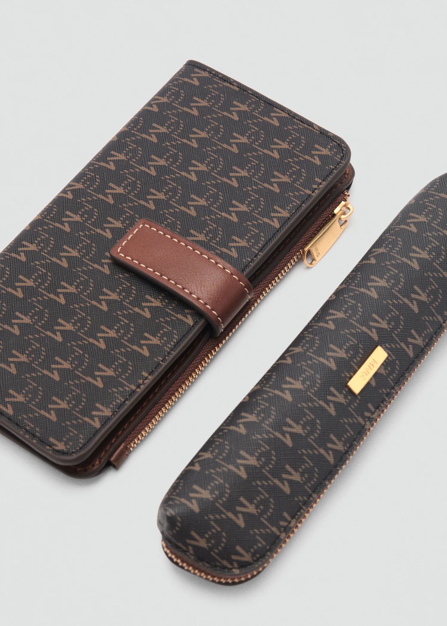Wallet With Printed Logo Brown