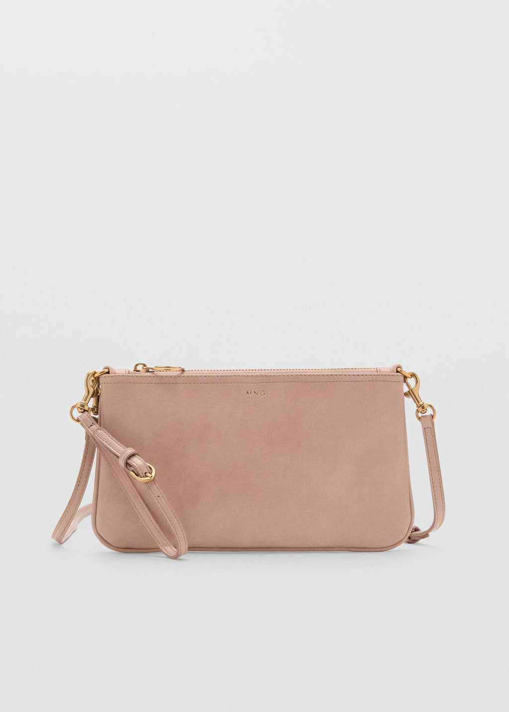 Tumbled Leather Effect Clutch Pastel Pink