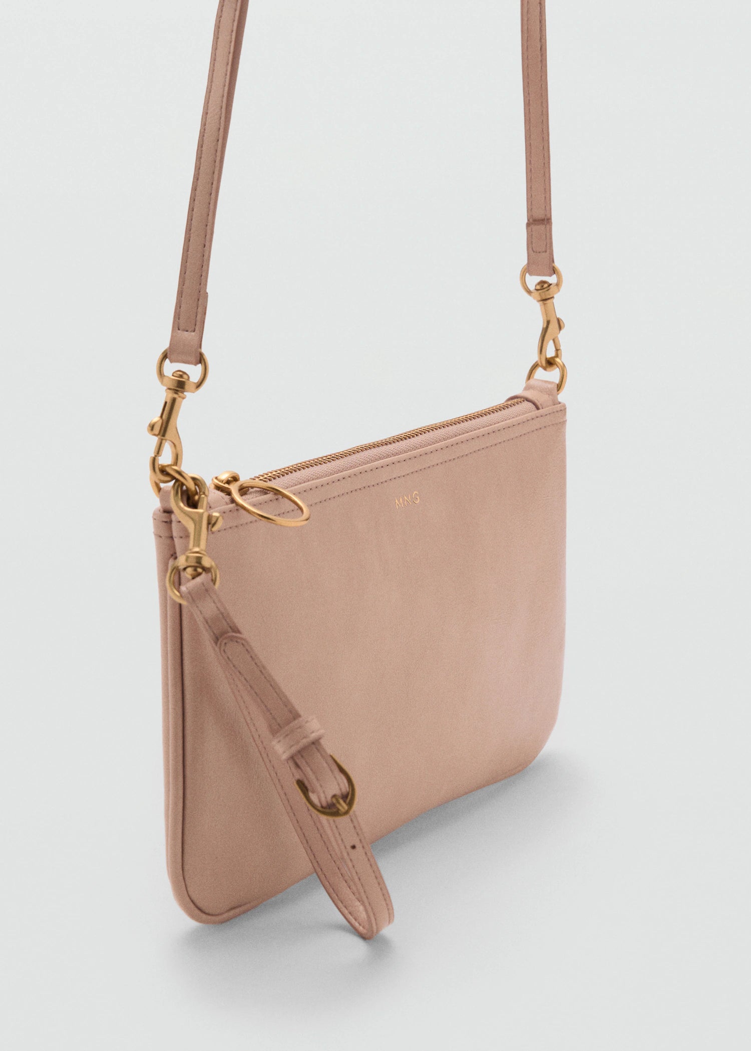 Tumbled Leather Effect Clutch Pastel Pink