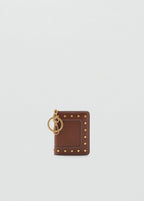 Studded Wallet With Keychain Detail Leather