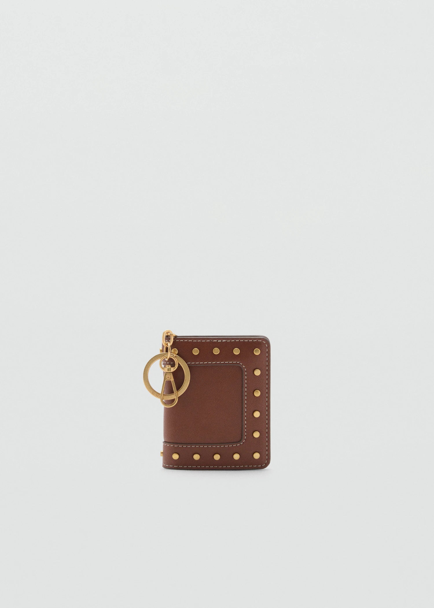 Studded Wallet With Keychain Detail Leather