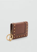 Studded Wallet With Keychain Detail Leather