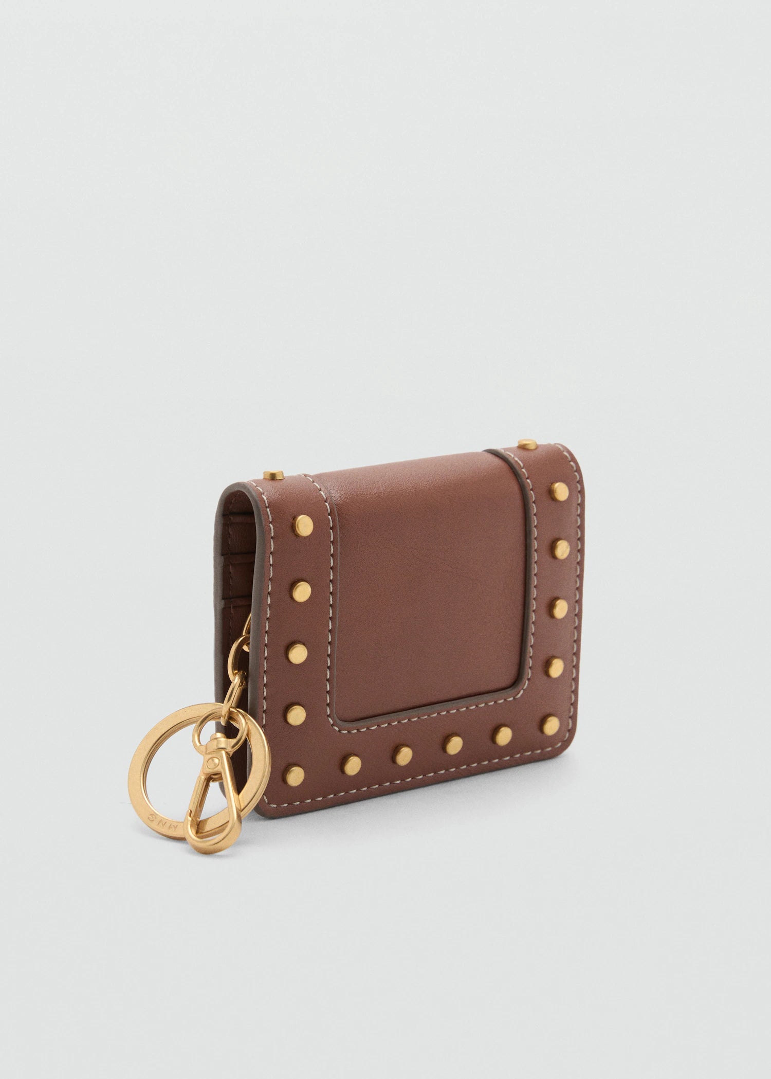 Studded Wallet With Keychain Detail Leather