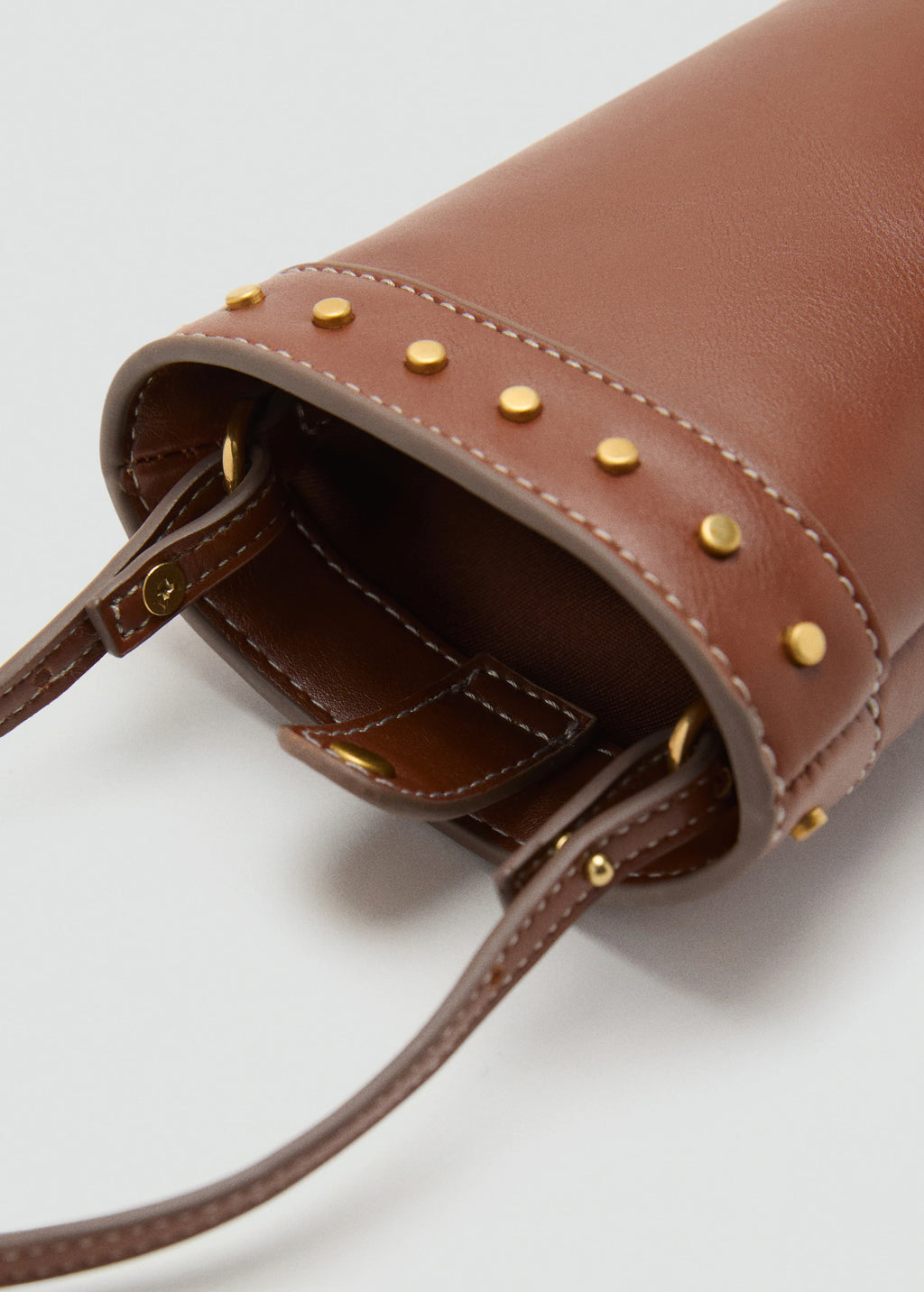 Studded Mobile Phone Case With Shoulder Strap Leather