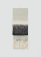 Striped Scarf With Tasselled Ends Grey