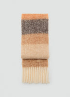 Striped Scarf With Tasselled Ends Brown