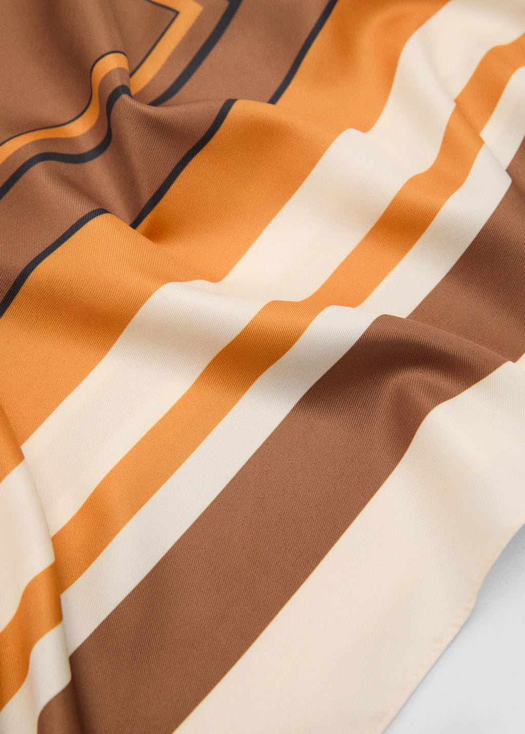 Striped Satin Scarf Ecru