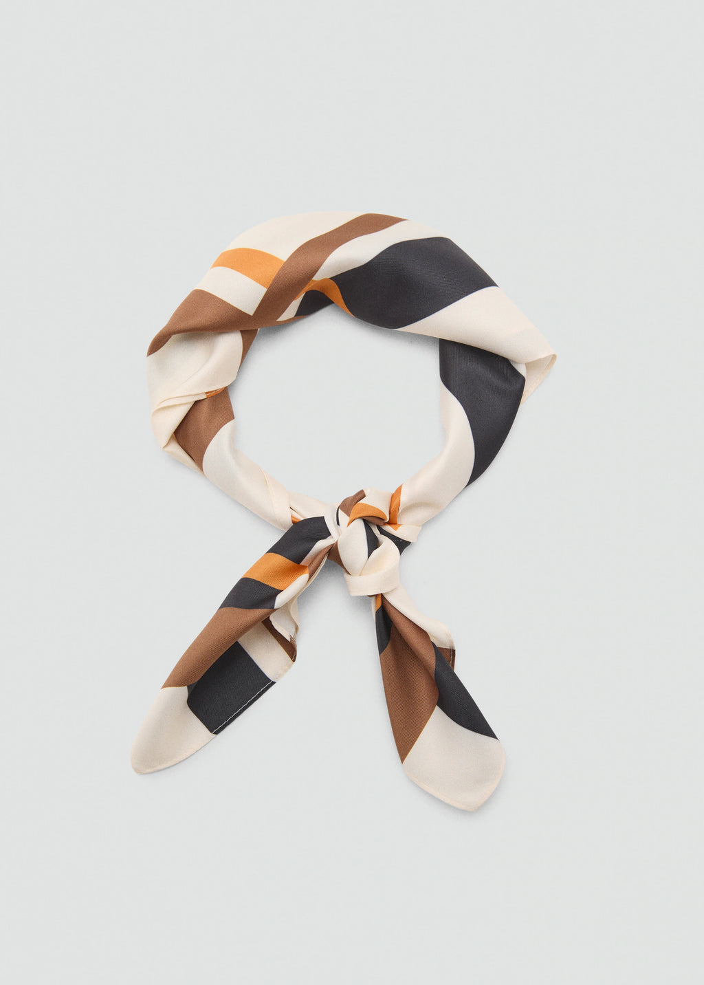 Striped Satin Scarf Ecru