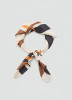 Striped Satin Scarf Ecru