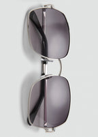 Square Metallic Frame Sunglasses Silver
