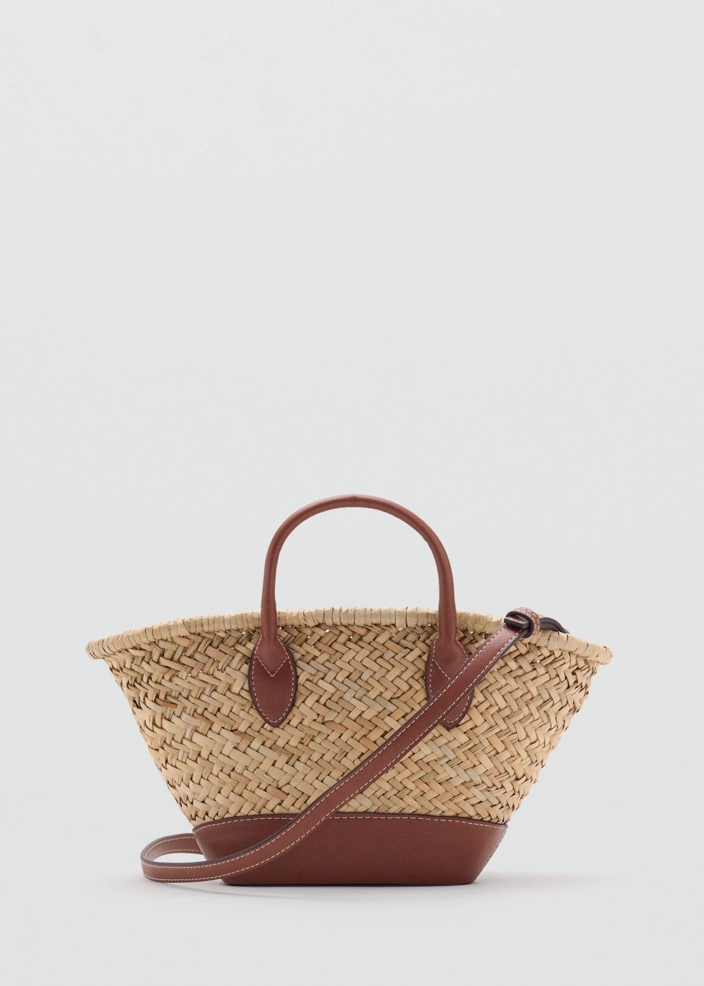 Small Natural Fibre Basket Leather