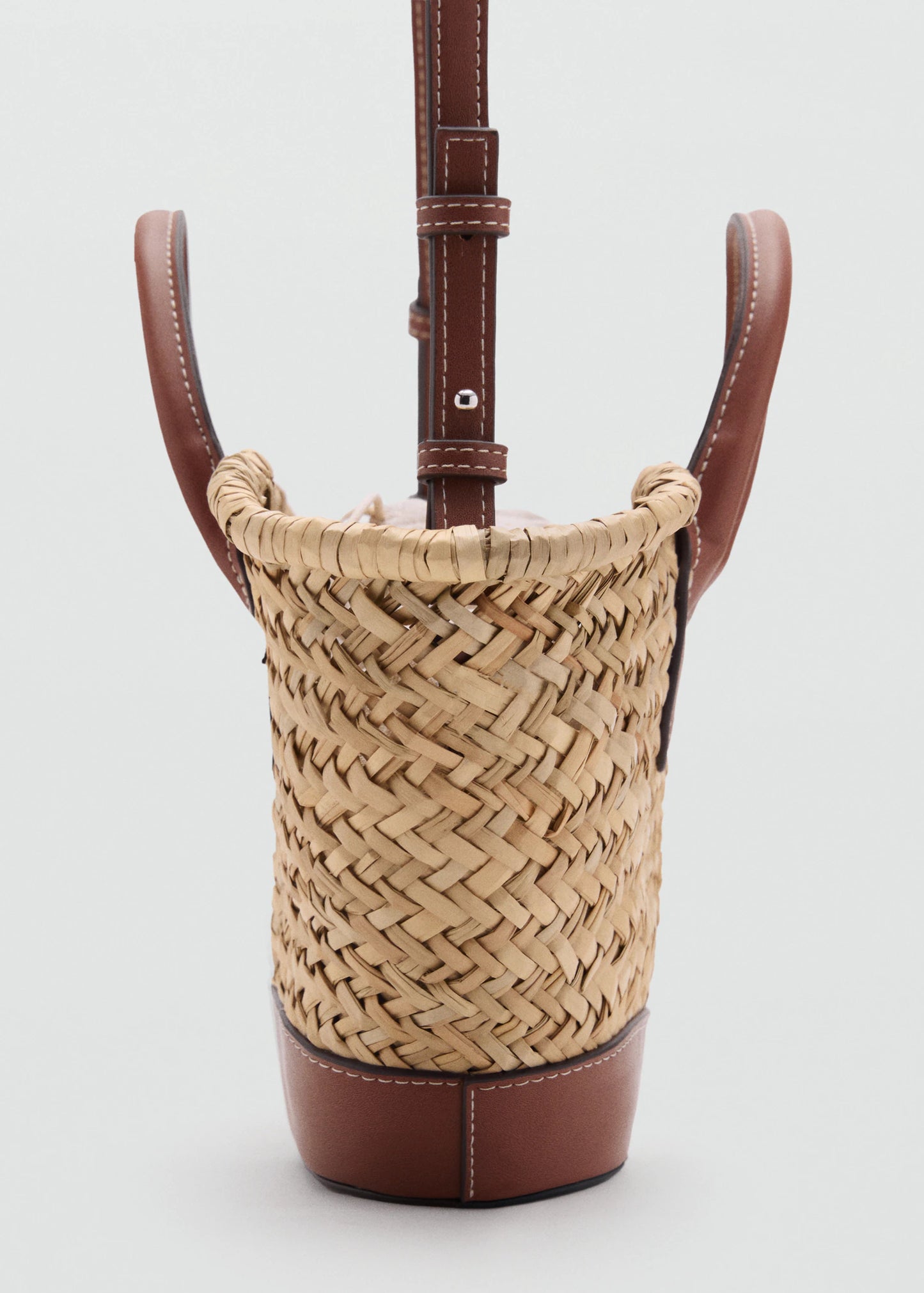 Small Natural Fibre Basket Leather
