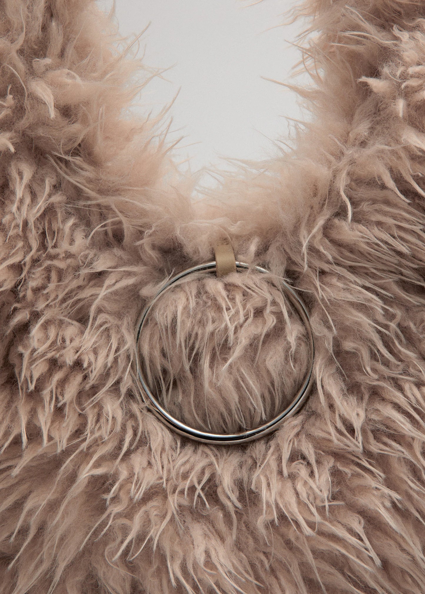 Shoulder Bag With Fur And Hoop Detail Beige