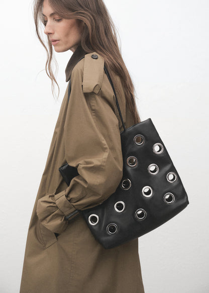 Shoulder Bag With Eyelets Black