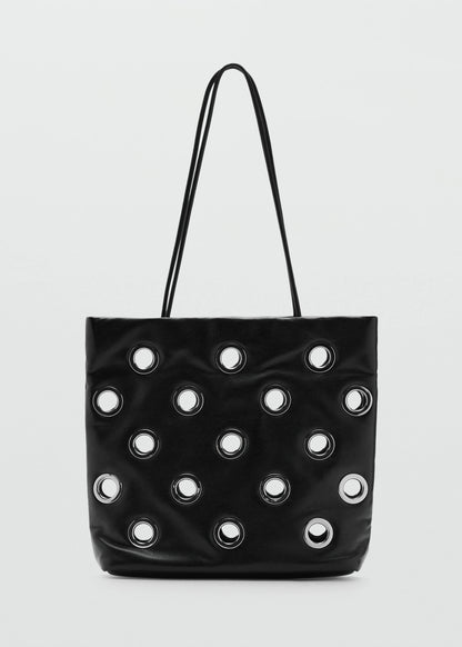 Shoulder Bag With Eyelets Black