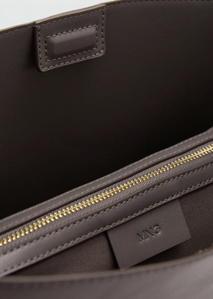 Shopper Bag With Metallic Detail Grey