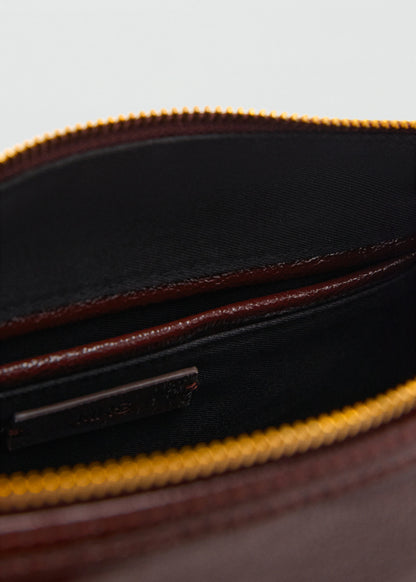 Shiny Handbag With Handles Chocolate