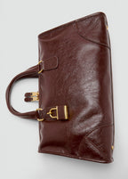 Shiny Handbag With Handles Chocolate