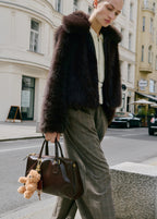 Shiny Handbag With Handles Chocolate