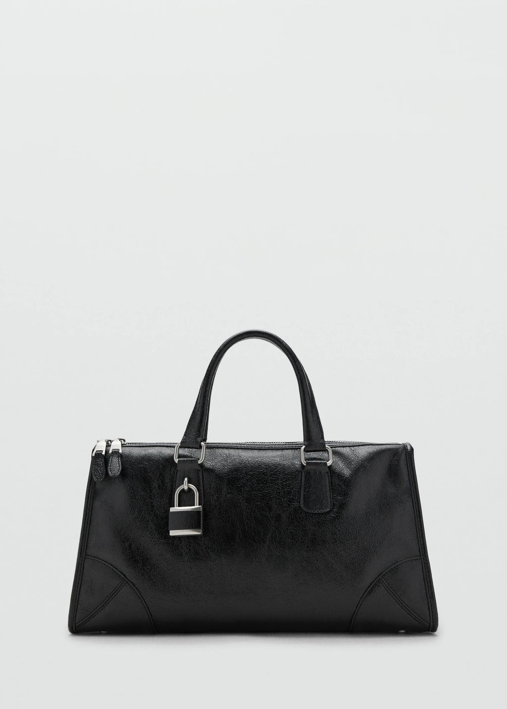 Shiny Handbag With Handles Black