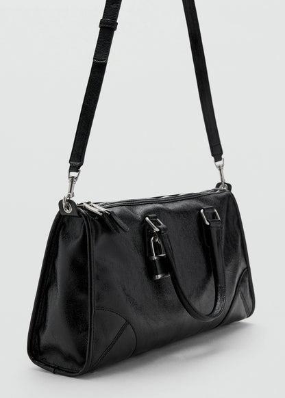 Shiny Handbag With Handles Black