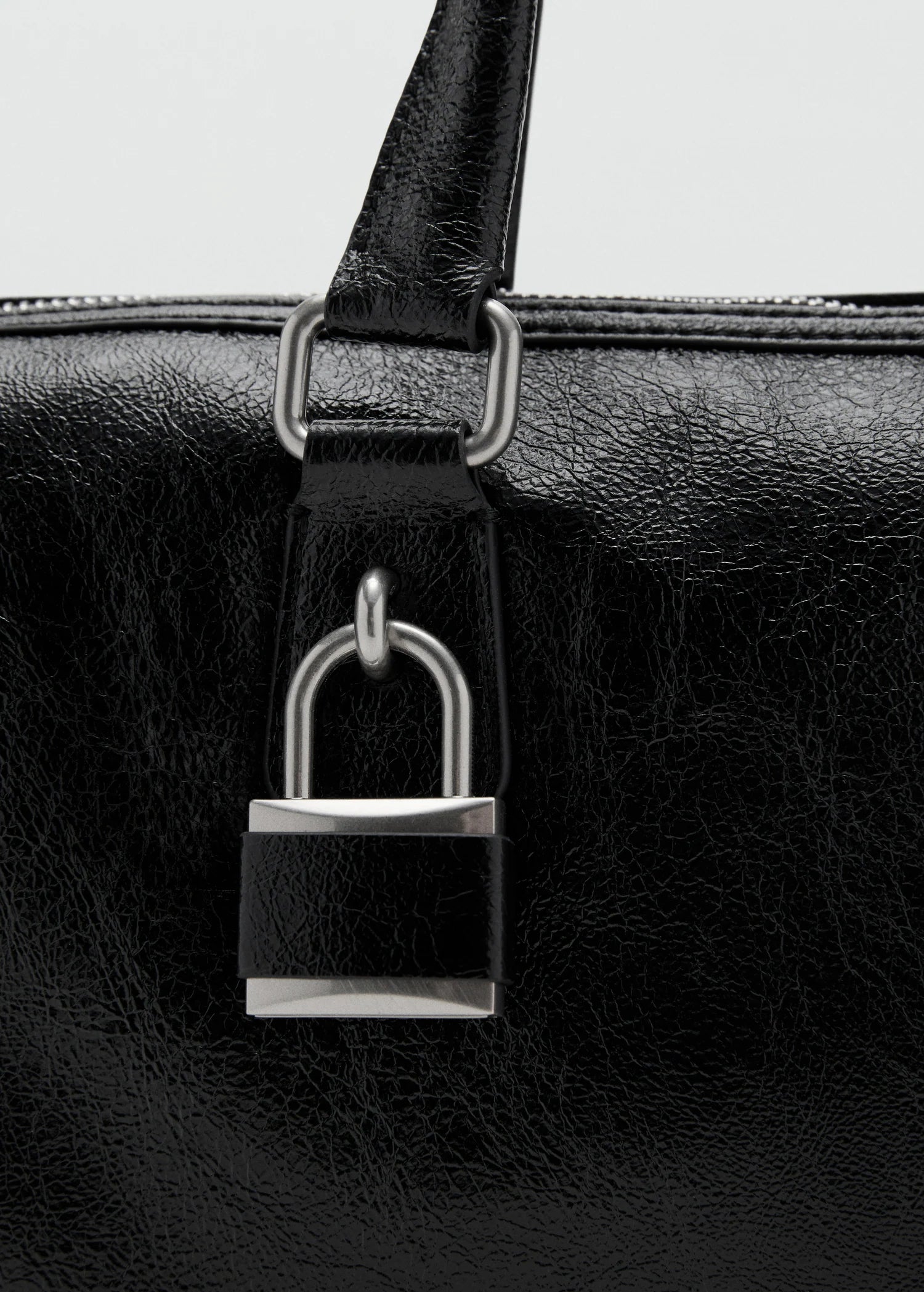 Shiny Handbag With Handles Black