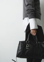 Shiny Handbag With Handles Black