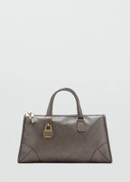 Shiny Handbag With Handles Grey