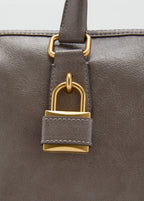 Shiny Handbag With Handles Grey