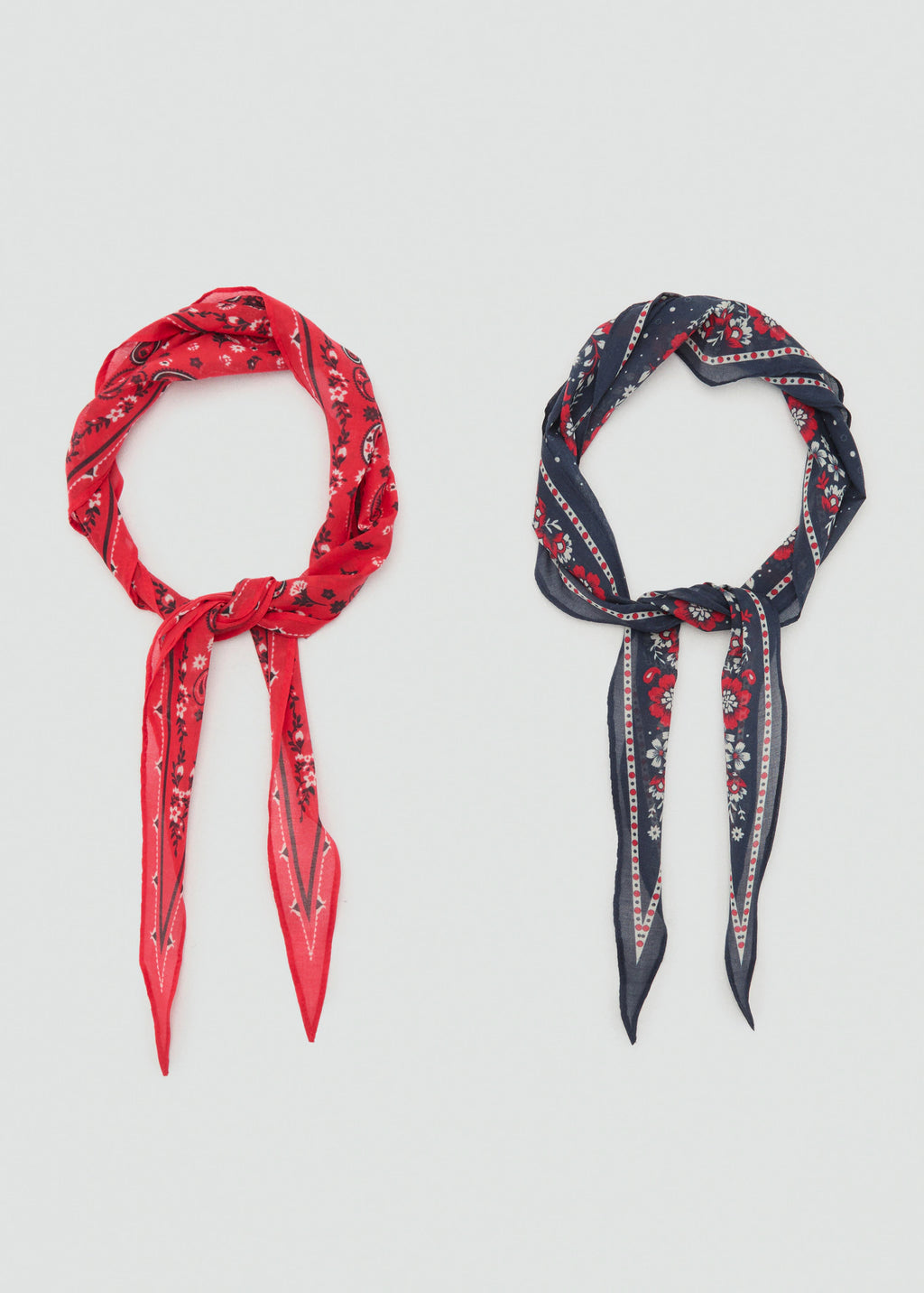 Set Of 2 Printed Handkerchiefs Red