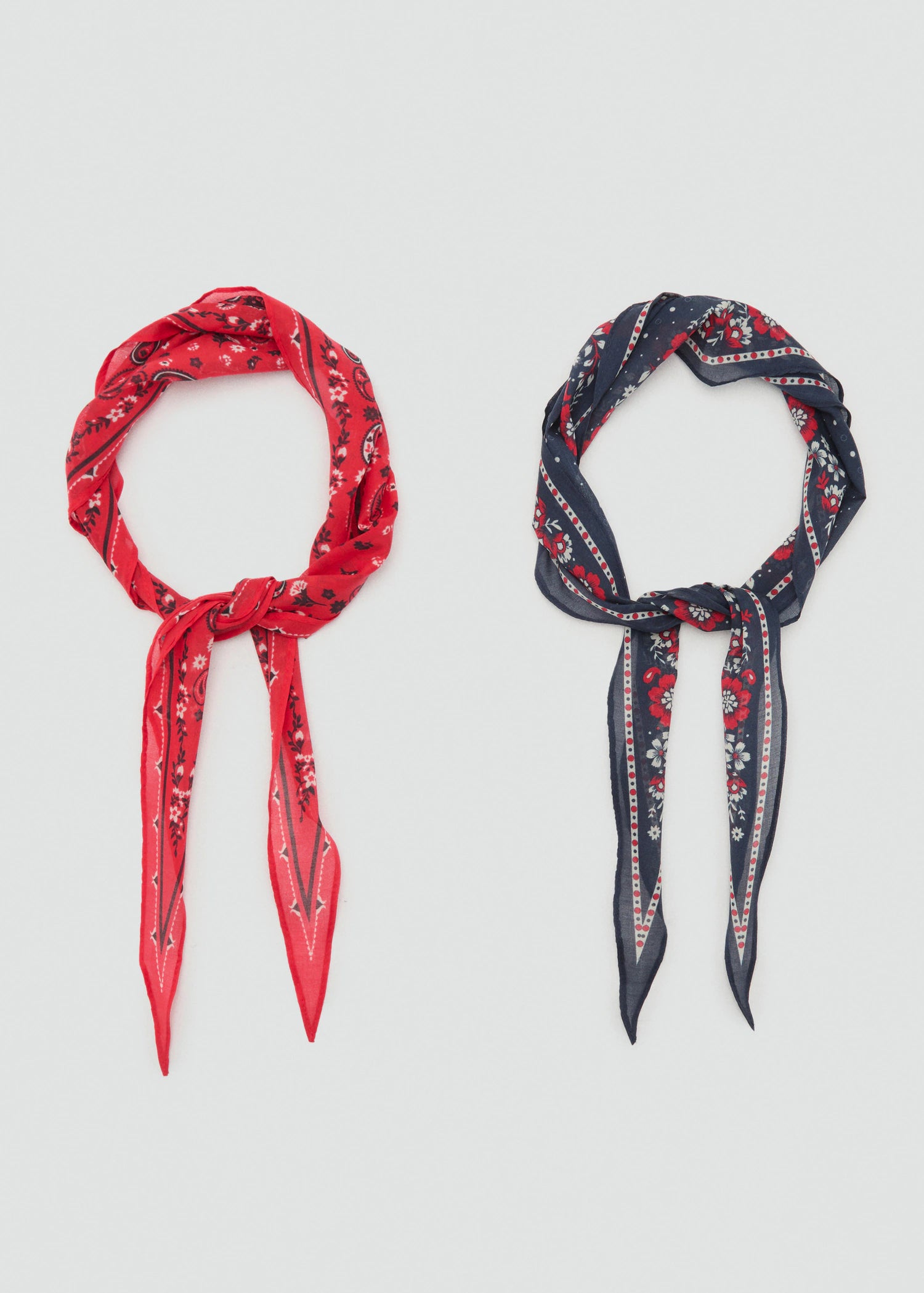 Set Of 2 Printed Handkerchiefs Red