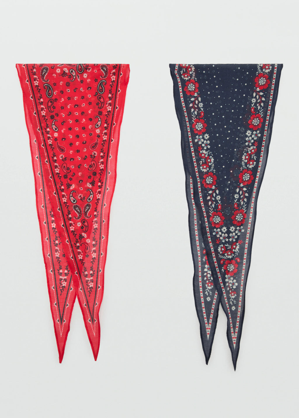 Set Of 2 Printed Handkerchiefs Red