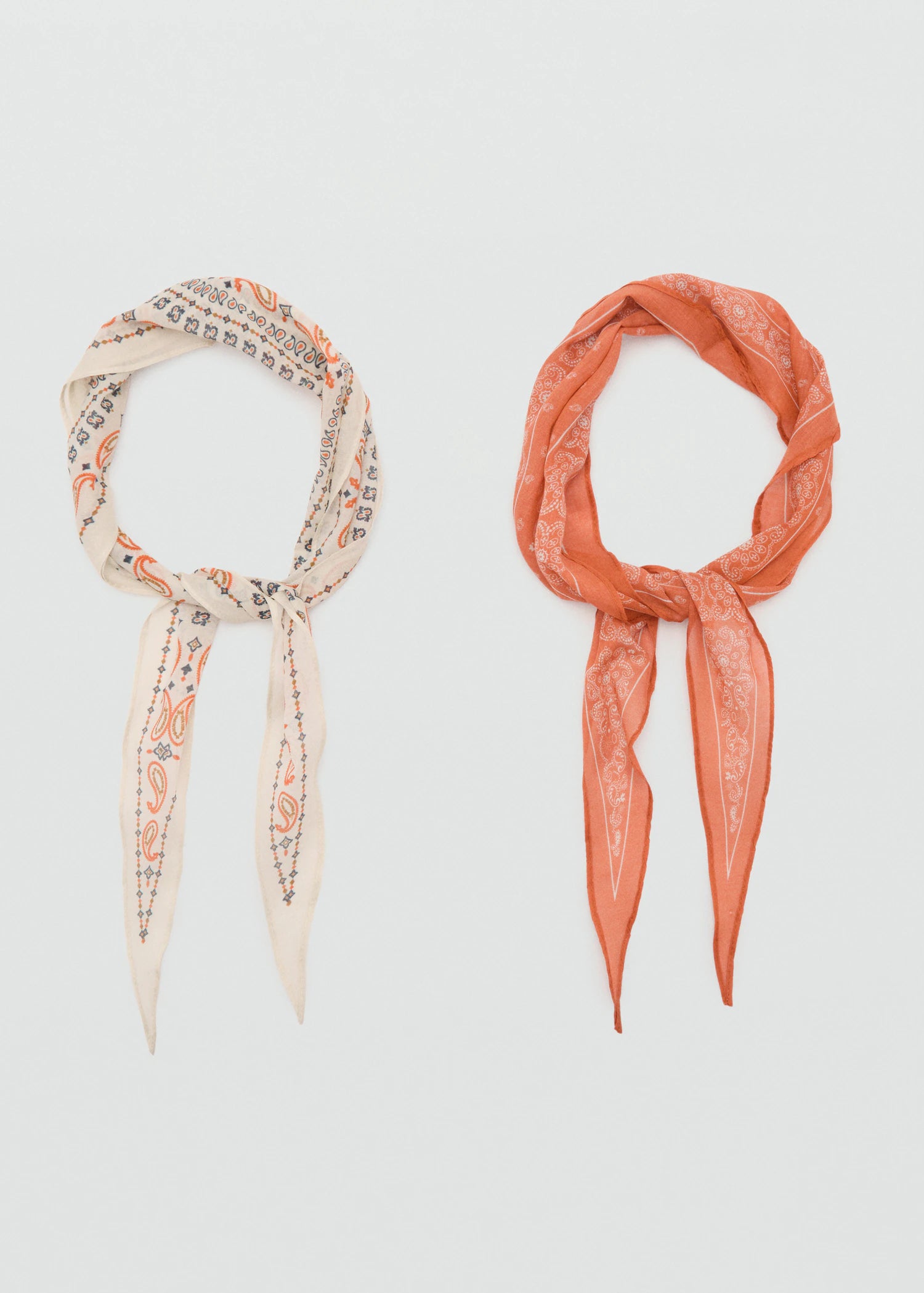 Set Of 2 Printed Handkerchiefs Ecru