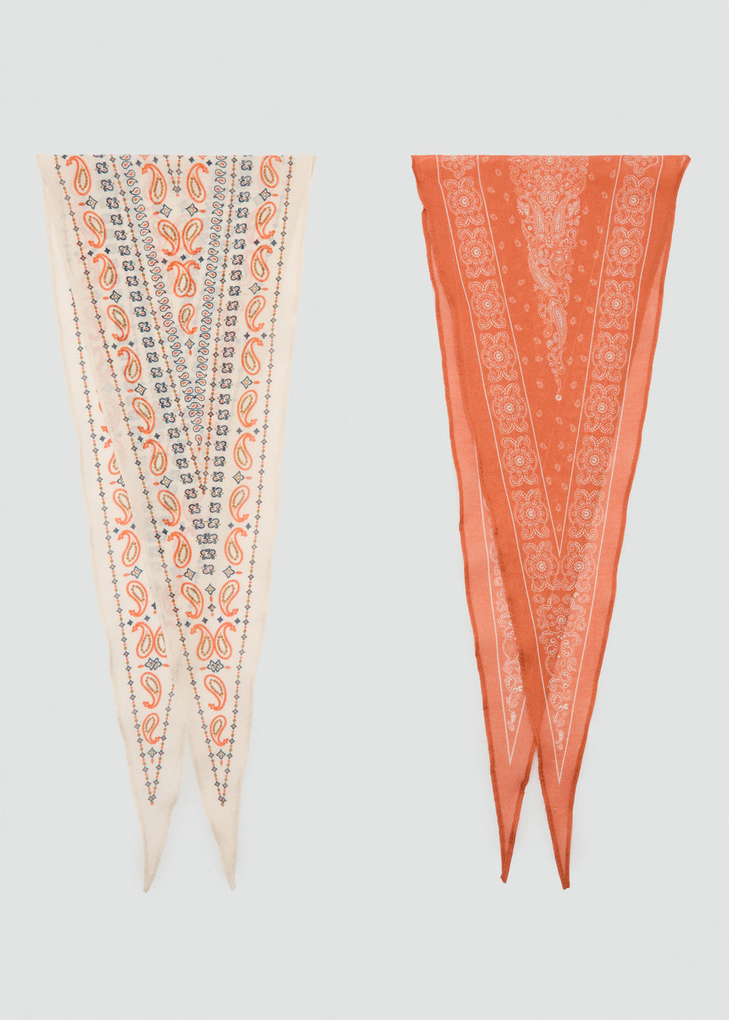 Set Of 2 Printed Handkerchiefs Ecru