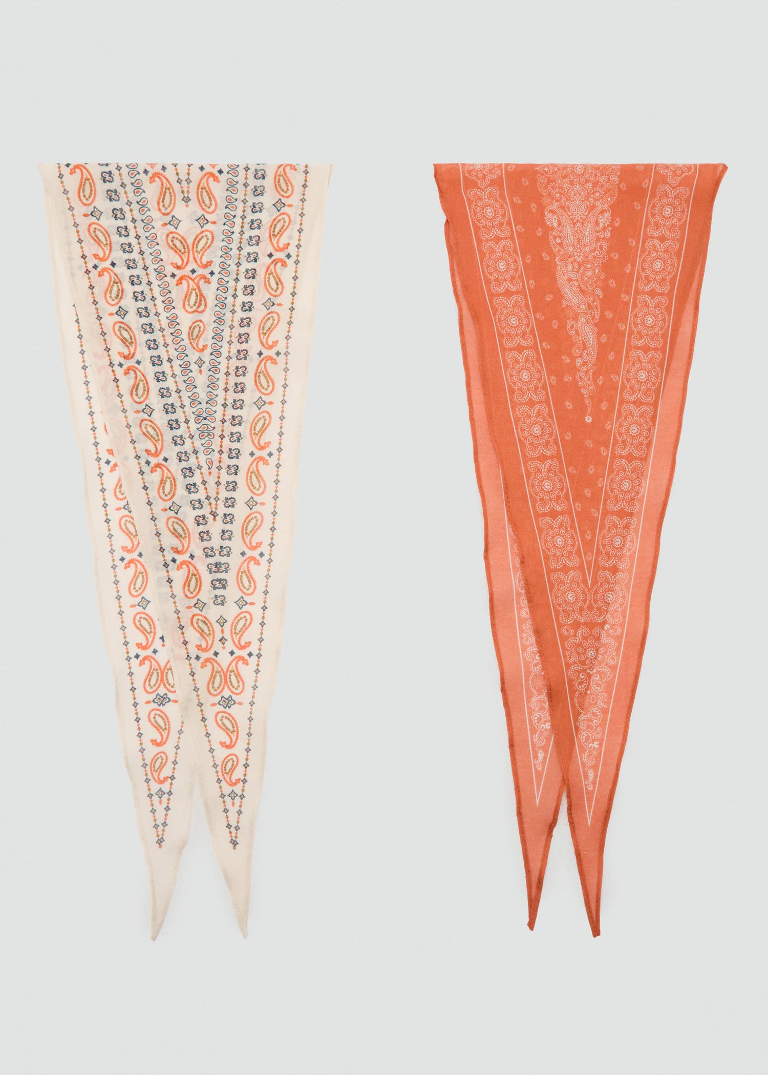 Set Of 2 Printed Handkerchiefs Ecru