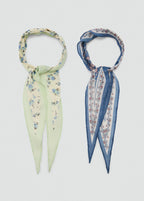 Set Of 2 Printed Handkerchiefs Blue