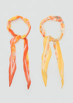Set Of 2 Floral Print Scarves Orange