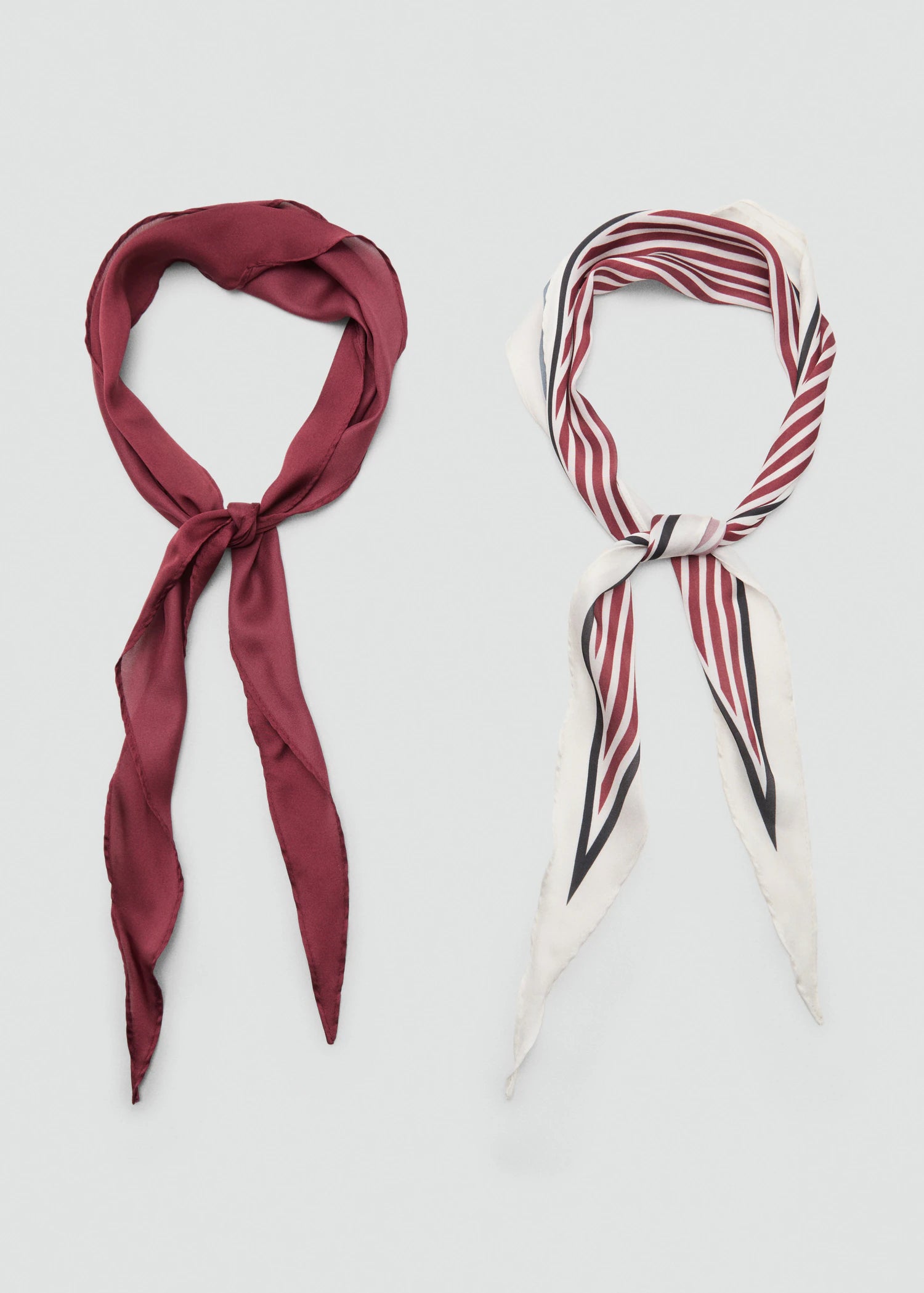 Set Of 2 Combined Scarves Maroon