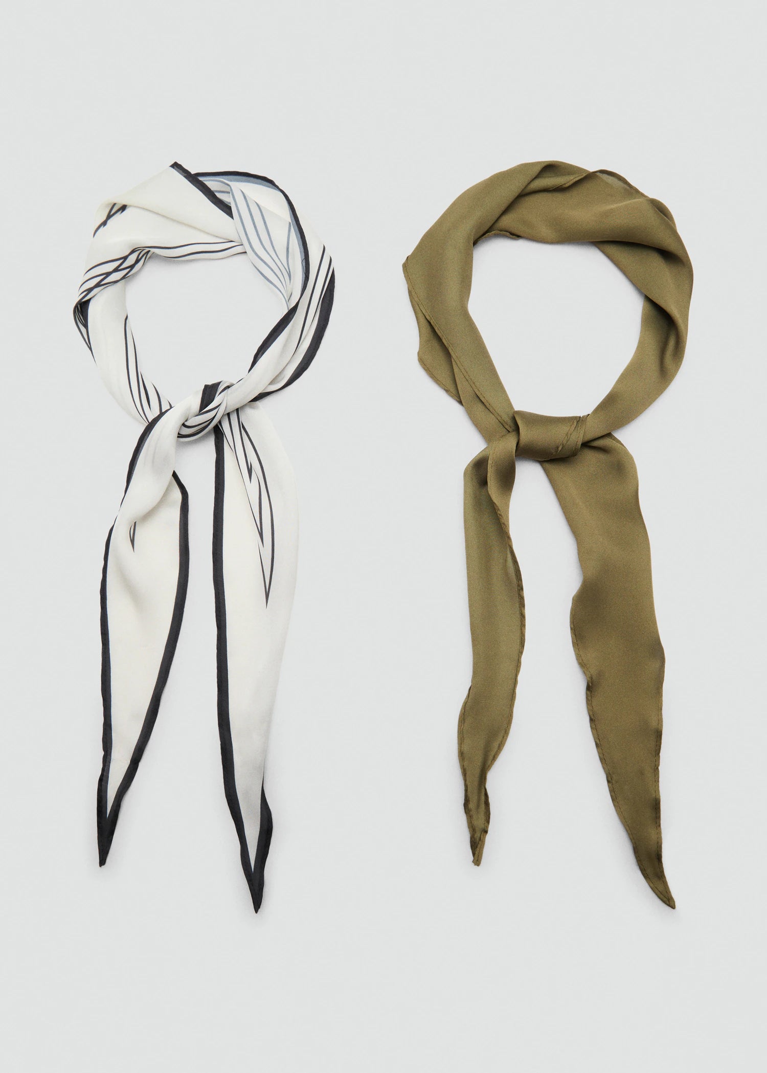 Set Of 2 Combined Scarves Khaki
