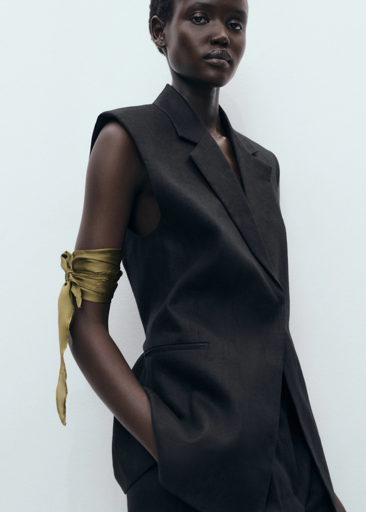 Set Of 2 Combined Scarves Khaki