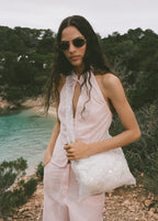 Sequinned Shoulder Bag White