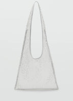 Sequinned Shoulder Bag White