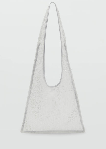 Sequinned Shoulder Bag White