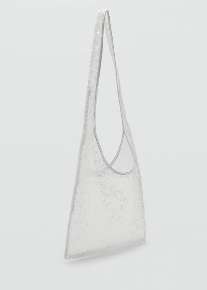 Sequinned Shoulder Bag White