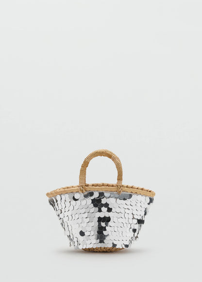 Sequined Mini Basket Silver