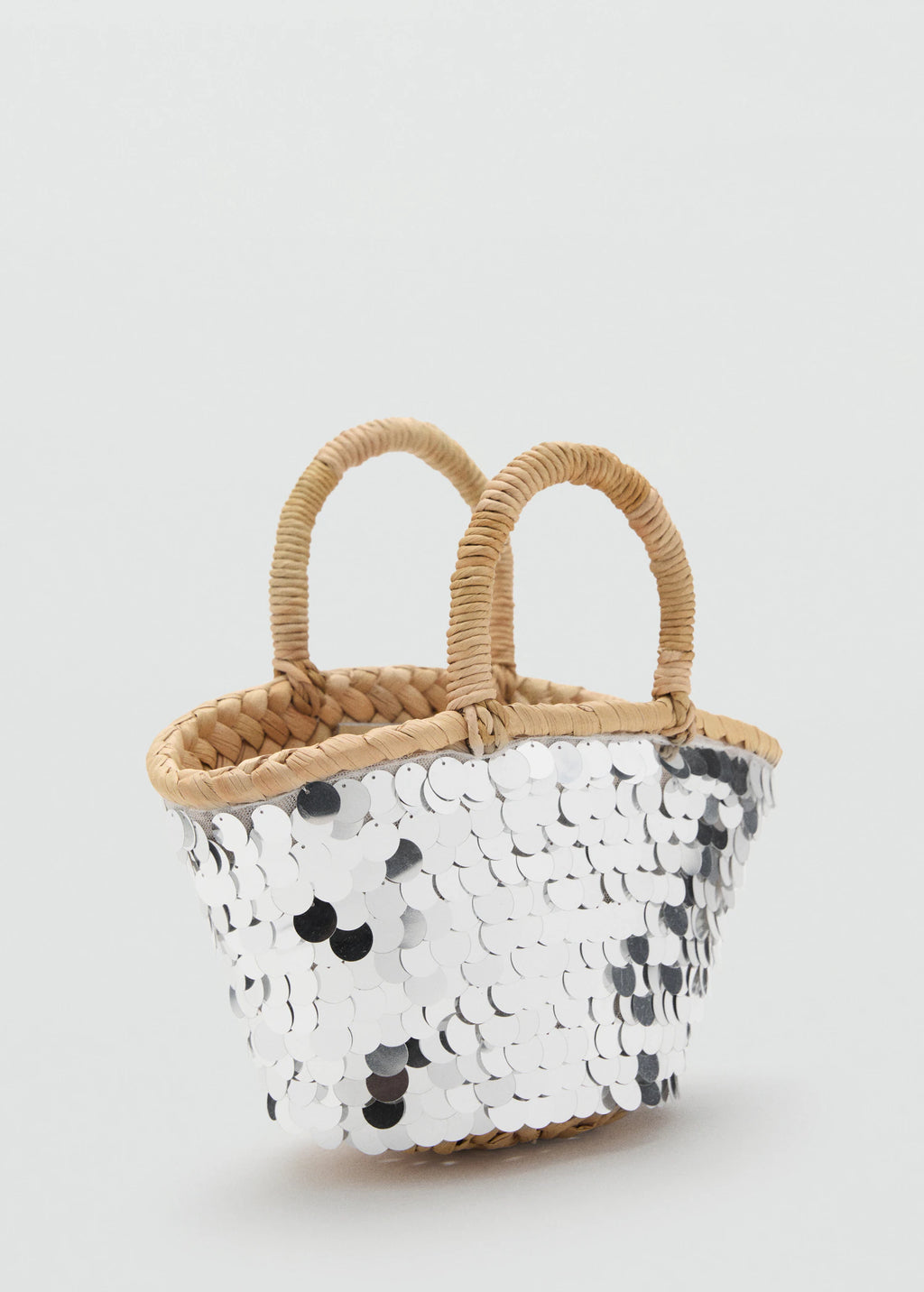 Sequined Mini Basket Silver