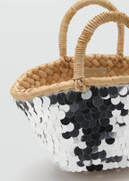 Sequined Mini Basket Silver